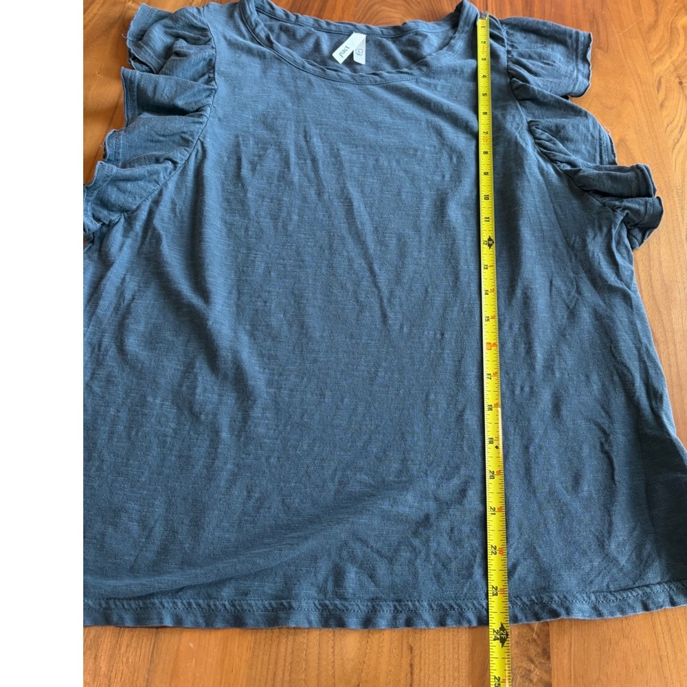 Pact Organic Cotton Ruffle Sleeve Scoop Neck Gray Slub Knit Top Large - Picture 6 of 7